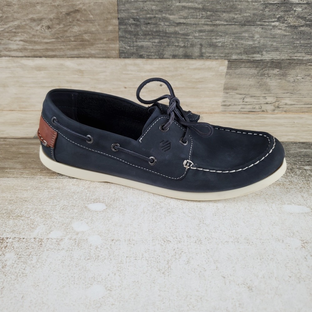 Johnston & Murphy Zeke Kids Boat Shoes Sz 7 M Navy Oild Nubuck Lace-Up Sneakers